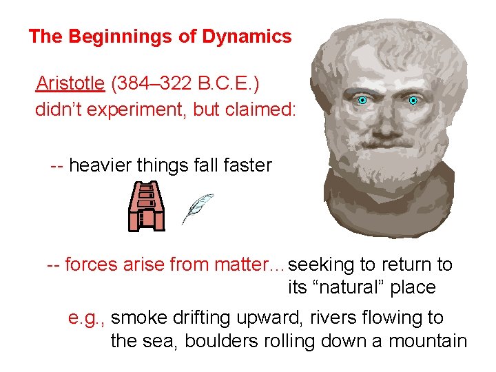 The Beginnings of Dynamics Aristotle (384– 322 B. C. E. ) didn’t experiment, but