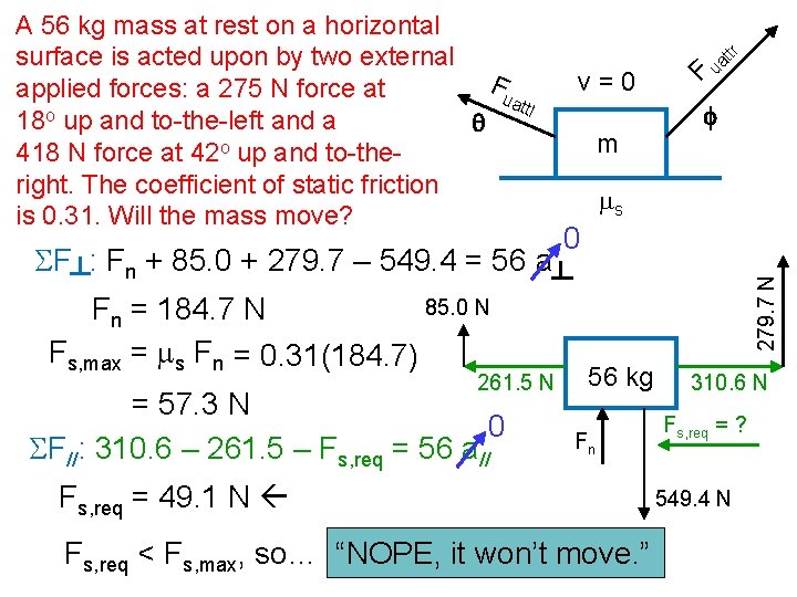 SF : Fn + 85. 0 + 279. 7 – 549. 4 = 56