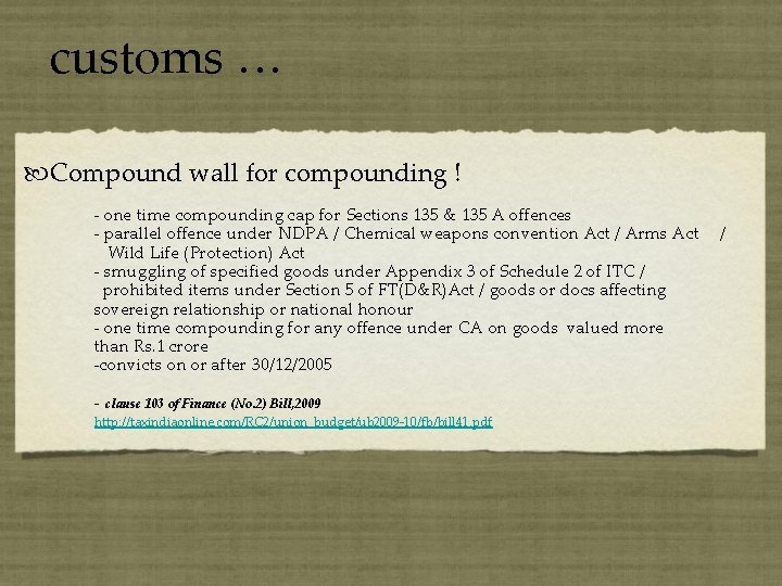 customs … Compound wall for compounding ! - one time compounding cap for Sections
