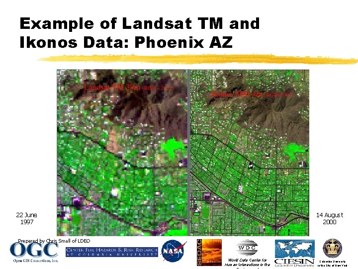 Example of Landsat TM and Ikonos Data: Phoenix AZ 22 June 1997 14 August