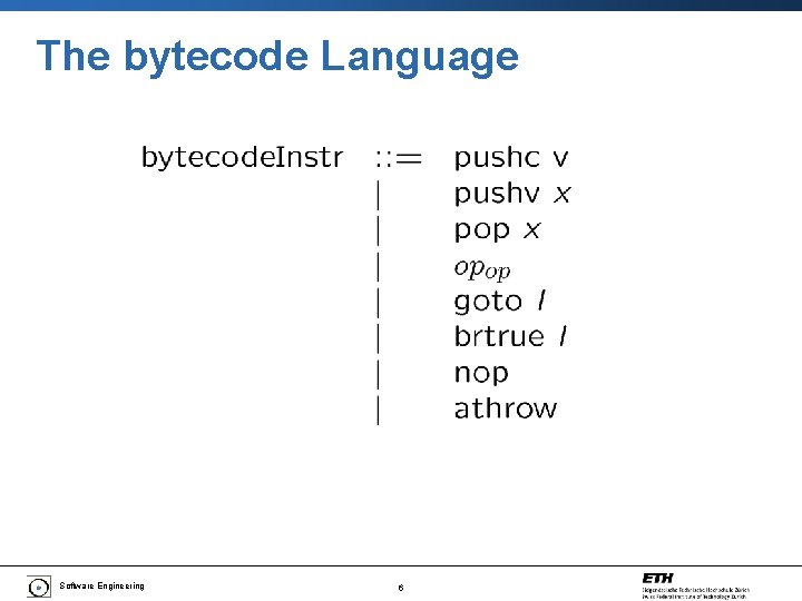 The bytecode Language Software Engineering 6 
