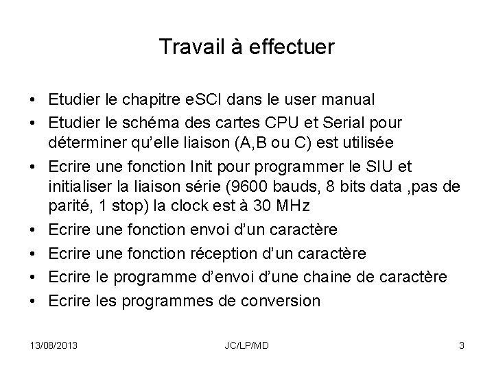 Travail à effectuer • Etudier le chapitre e. SCI dans le user manual •