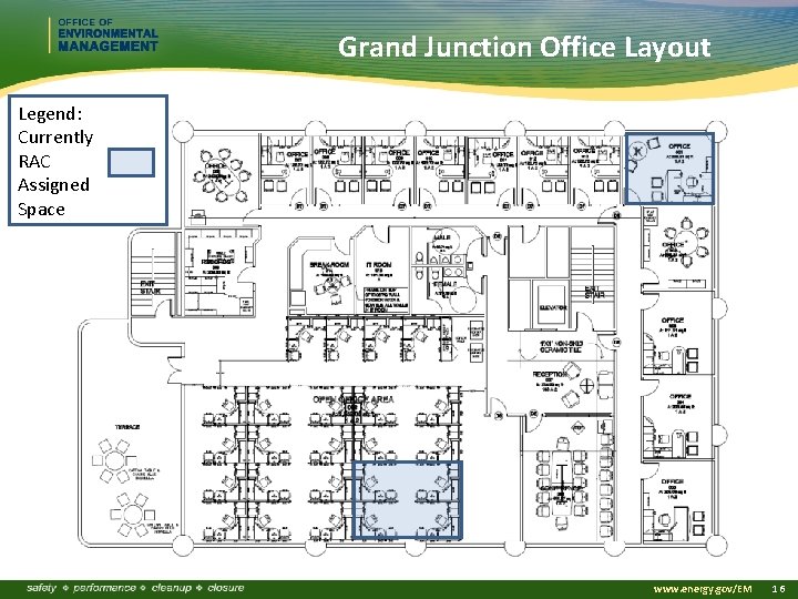 Grand Junction Office Layout Legend: Currently RAC Assigned Space www. energy. gov/EM 16 