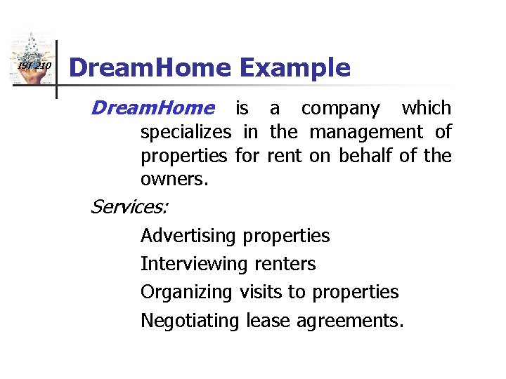 IST 210 Dream. Home Example Dream. Home is a company which specializes in the