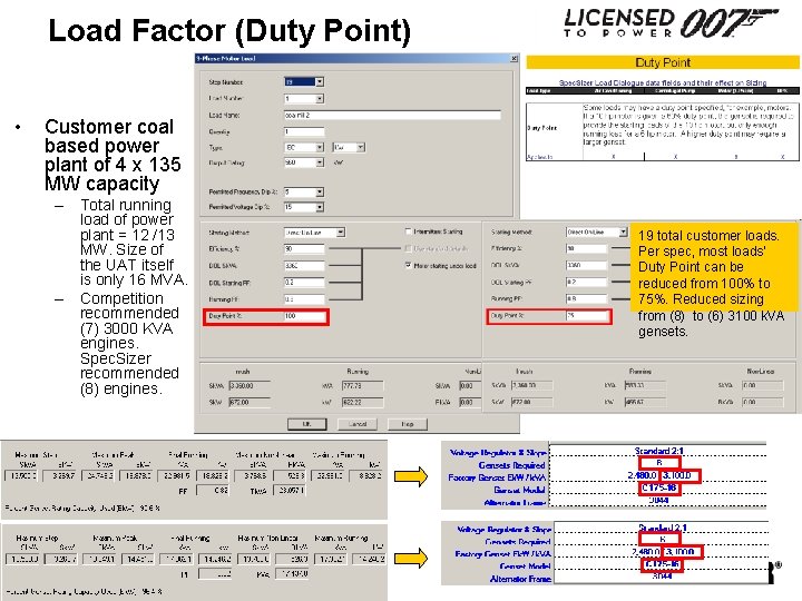 Load Factor (Duty Point) • Customer coal based power plant of 4 x 135