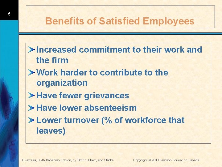 5 Benefits of Satisfied Employees Increased commitment to their work and the firm Work