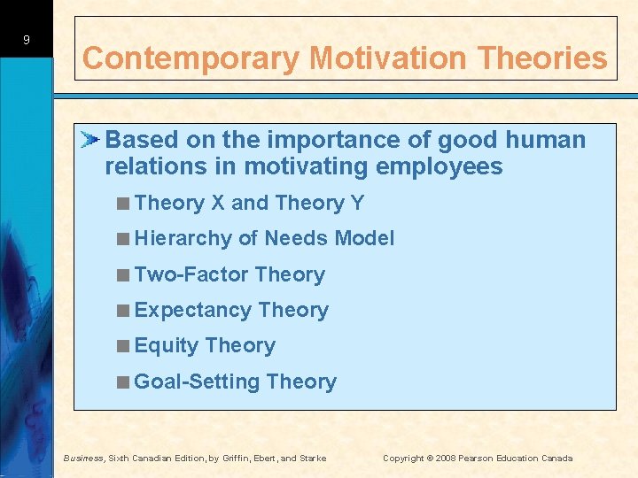 9 Contemporary Motivation Theories Based on the importance of good human relations in motivating