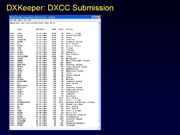 DXKeeper: DXCC Submission 
