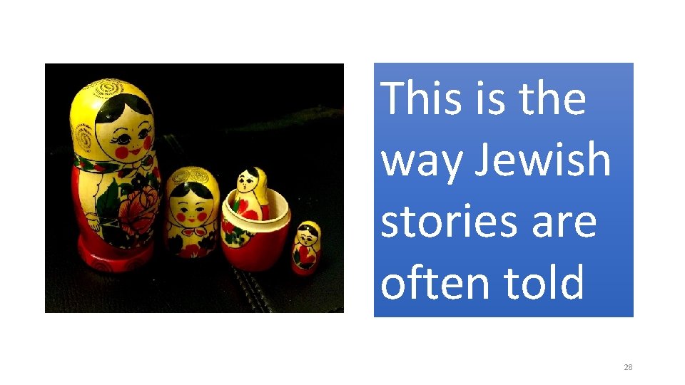 This is the way Jewish stories are often told 28 