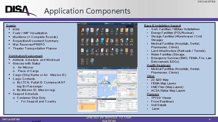 UNCLASSIFIED Application Components Base & Installation Support • Govt. Facilities / Military Installations •