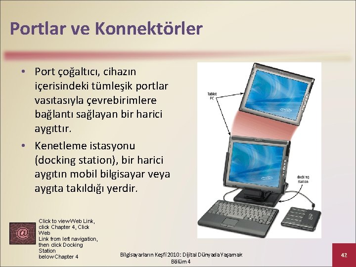 Portlar ve Konnektörler • Port çoğaltıcı, cihazın içerisindeki tümleşik portlar vasıtasıyla çevrebirimlere bağlantı sağlayan