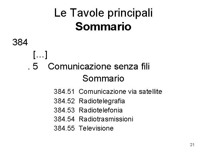 Le Tavole principali Sommario 384 […]. 5 Comunicazione senza fili Sommario 384. 51 384.