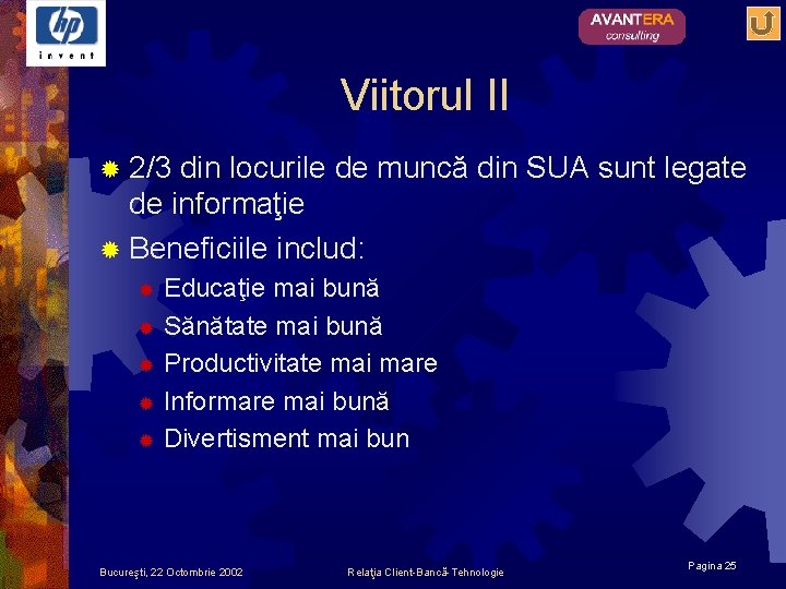 Viitorul II ® 2/3 din locurile de muncă din SUA sunt legate de informaţie