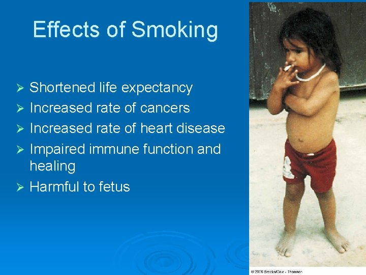Effects of Smoking Shortened life expectancy Ø Increased rate of cancers Ø Increased rate