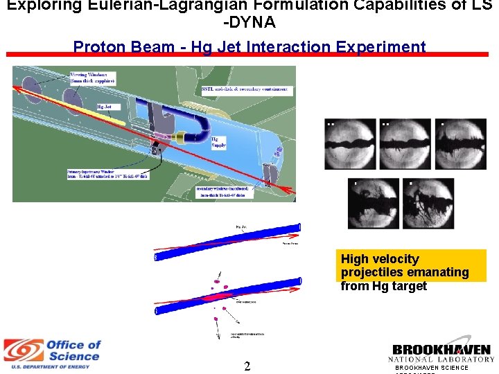 Exploring Eulerian-Lagrangian Formulation Capabilities of LS -DYNA Proton Beam - Hg Jet Interaction Experiment