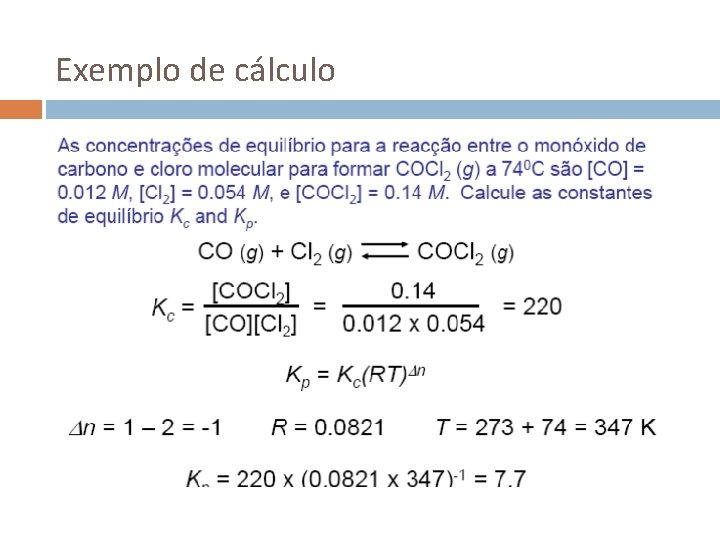 Exemplo de cálculo 