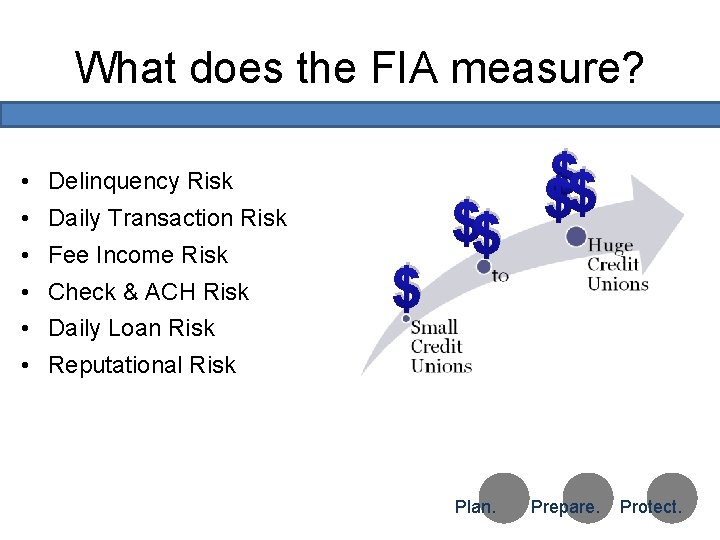 What does the FIA measure? • Delinquency Risk • Daily Transaction Risk • Fee