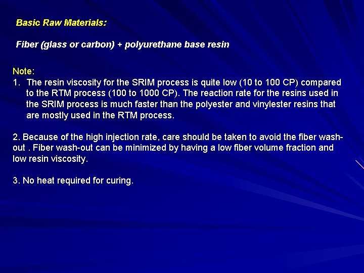 Basic Raw Materials: Fiber (glass or carbon) + polyurethane base resin Note: 1. The Basic Raw Materials: Fiber (glass or carbon) + polyurethane base resin Note: 1. The