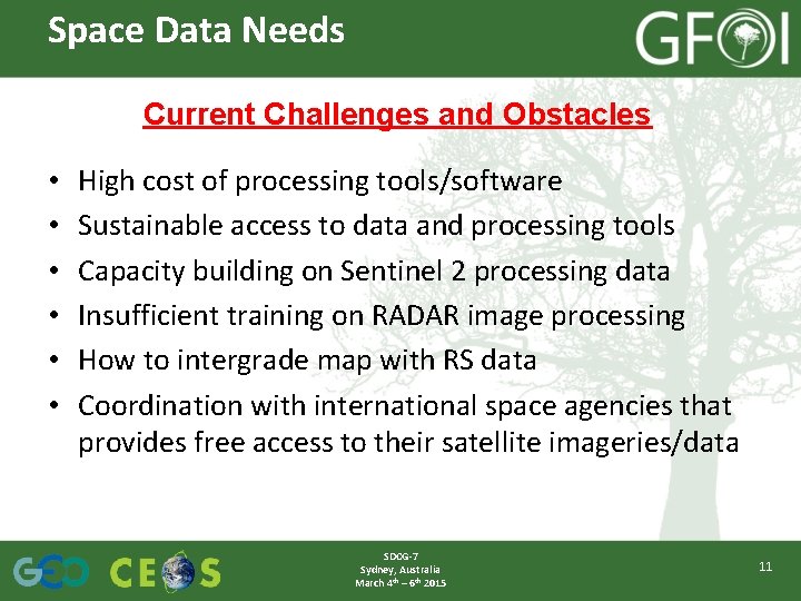 Space Data Needs Current Challenges and Obstacles • • • High cost of processing