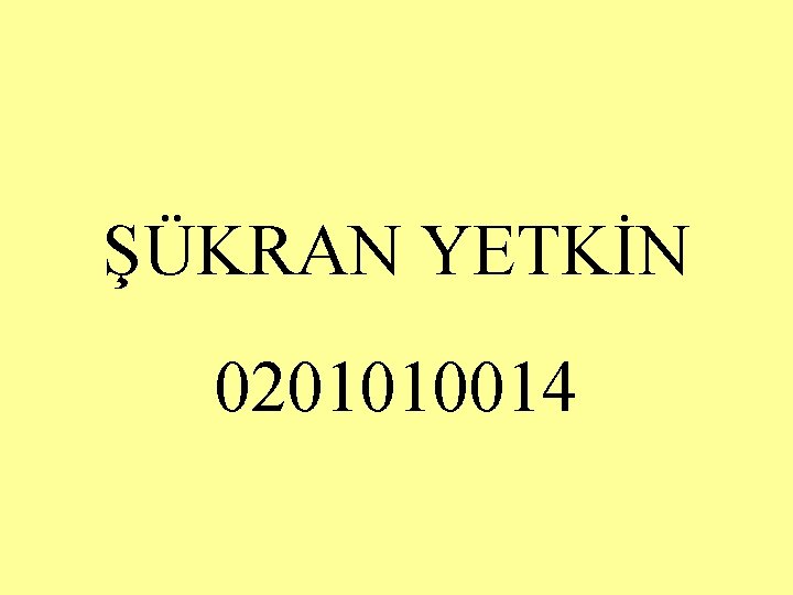 ŞÜKRAN YETKİN 0201010014 