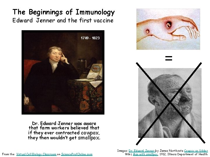 The Beginnings of Immunology Edward Jenner and the first vaccine 1749 - 1823 =