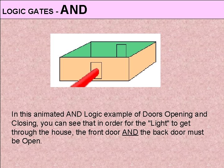 LOGIC GATES - AND In this animated AND Logic example of Doors Opening and