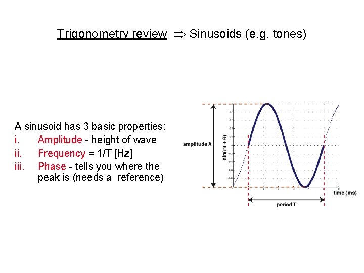 Trigonometry review Sinusoids (e. g. tones) A sinusoid has 3 basic properties: i. Amplitude