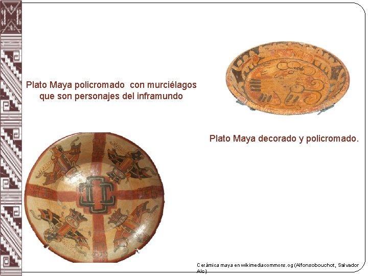 Plato Maya policromado con murciélagos que son personajes del inframundo Plato Maya decorado y