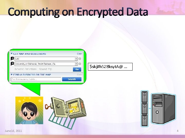 Computing on Encrypted Data $skj#h. S 28 ksyt. A@ … June 16, 2011 4