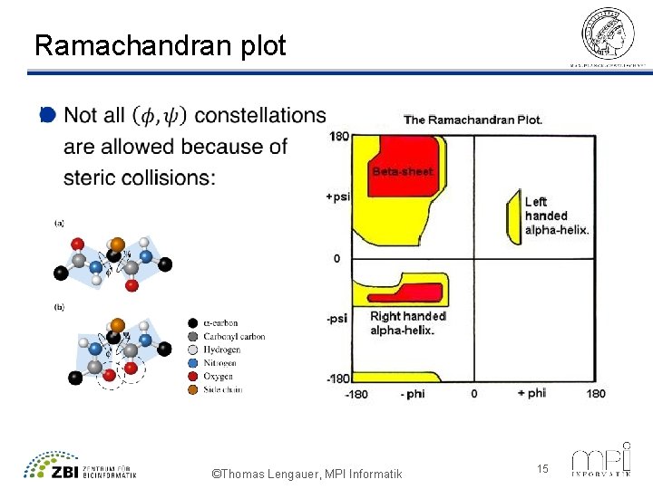 Ramachandran plot l ©Thomas Lengauer, MPI Informatik 15 