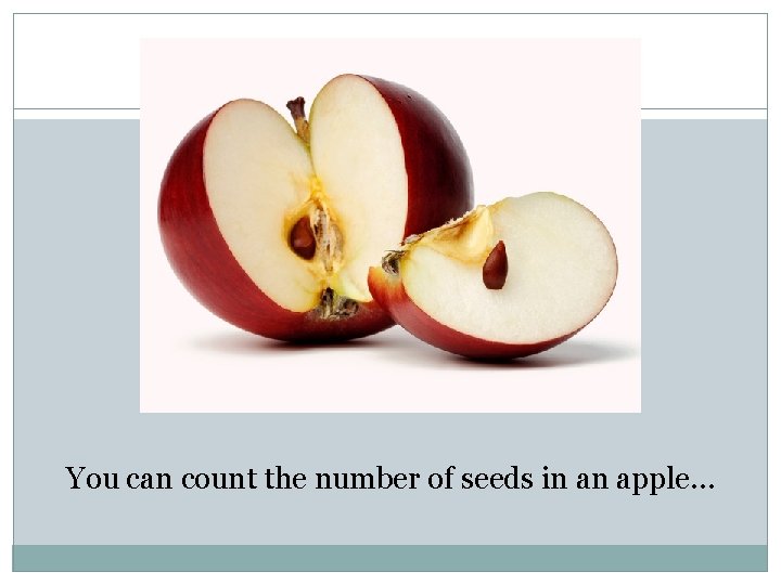 You can count the number of seeds in an apple… 