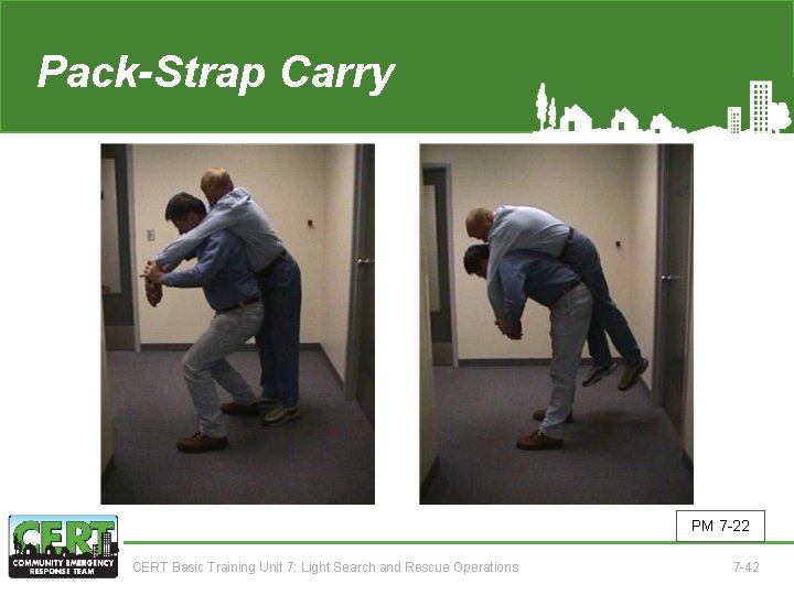 Pack-Strap Carry PM 7 -22 CERT Basic Training Unit 7: Light Search and Rescue