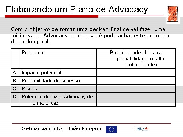 Elaborando um Plano de Advocacy Com o objetivo de tomar uma decisão final se