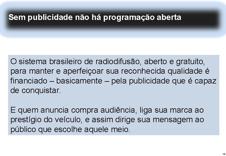 O modelo federativo da radiodifusão brasileira: competitivo, Sem publicidade não há programação aberta diversificado