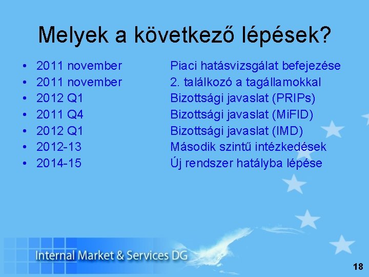 Melyek a következő lépések? • • 2011 november 2012 Q 1 2011 Q 4