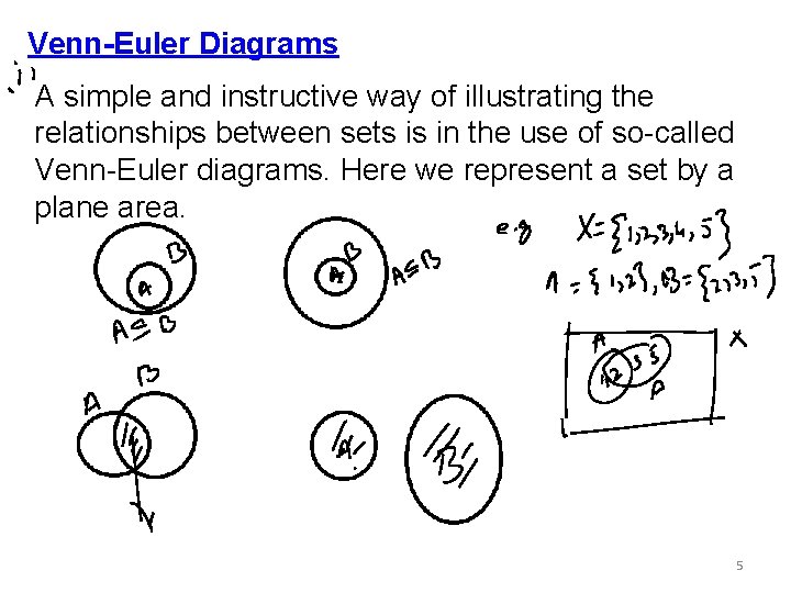 Venn-Euler Diagrams A simple and instructive way of illustrating the relationships between sets is