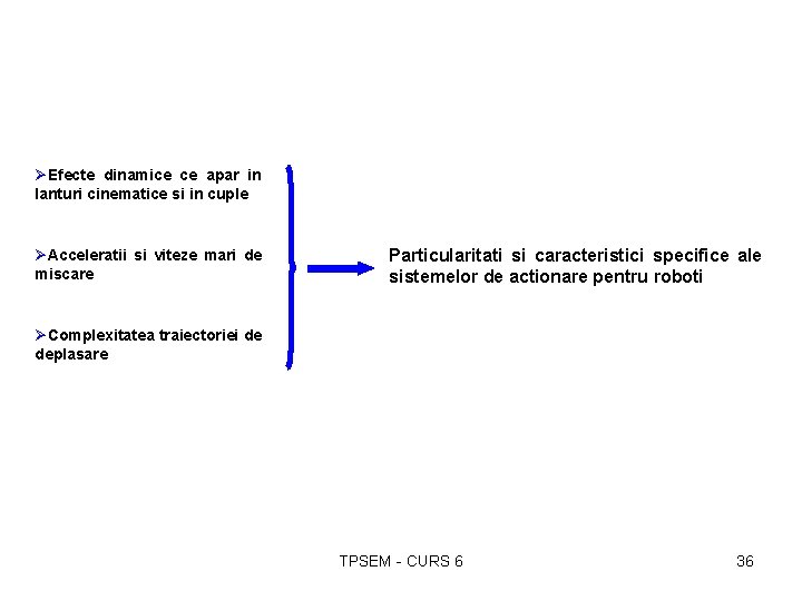 ØEfecte dinamice ce apar in lanturi cinematice si in cuple ØAcceleratii si viteze mari