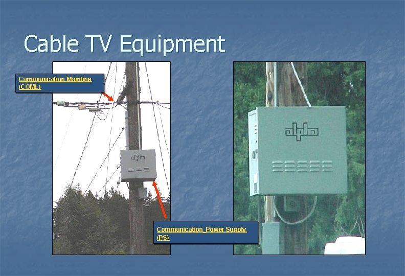 Cable TV Equipment Communication Mainline (COML) Communication Power Supply (PS) 
