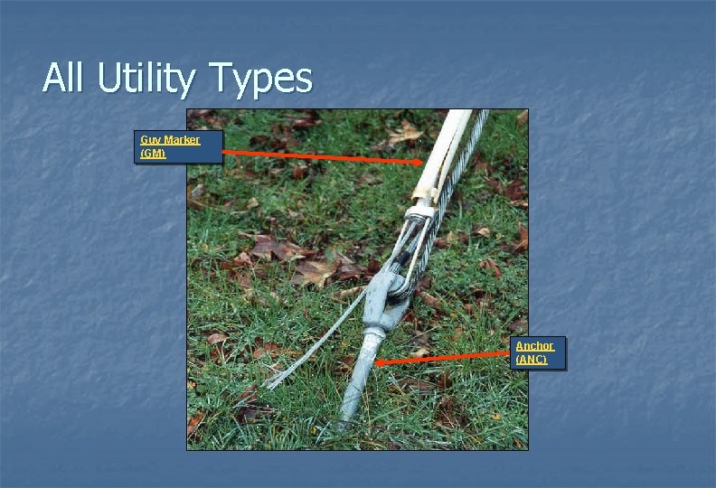 All Utility Types Guy Marker (GM) Anchor (ANC) 