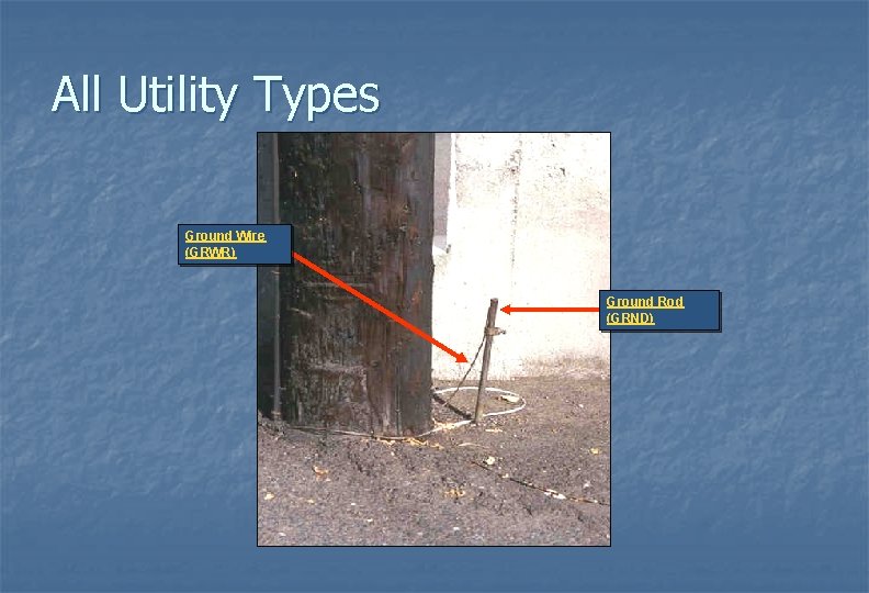 All Utility Types Ground Wire (GRWR) Ground Rod (GRND) 