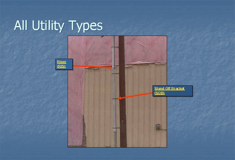 All Utility Types Riser (RIS) Stand Off Bracket (SOB) 