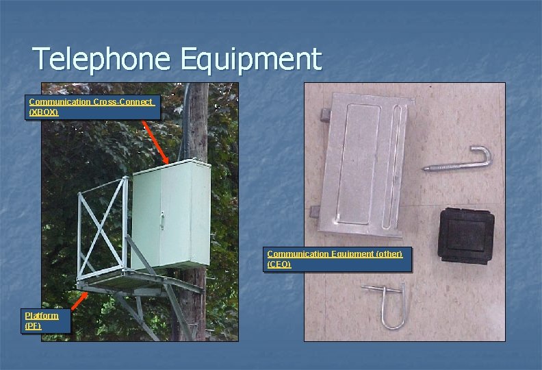 Telephone Equipment Communication Cross-Connect (XBOX) Communication Equipment (other) (CEO) Platform (PF) 