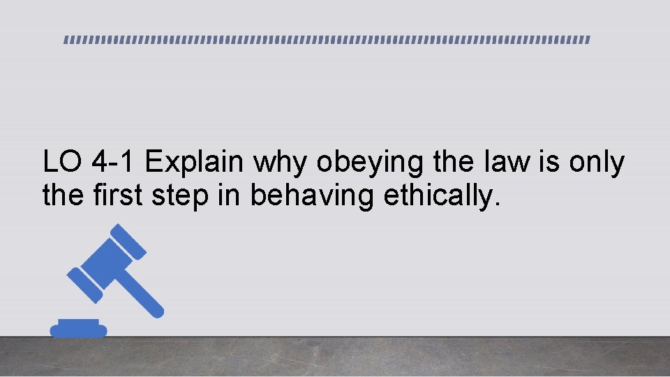 LO 4 -1 Explain why obeying the law is only the first step in