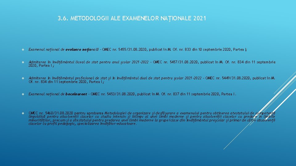 3. 6. METODOLOGII ALE EXAMENELOR NAŢIONALE 2021 v Examenul național de evaluare națională -