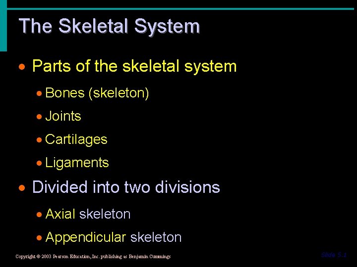 The Skeletal System · Parts of the skeletal system · Bones (skeleton) · Joints