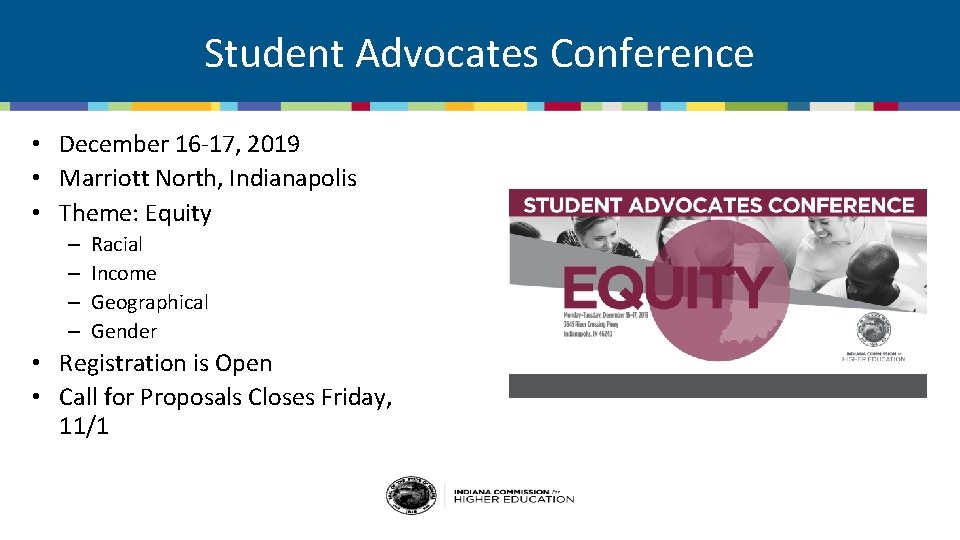 Student Advocates Conference • December 16 -17, 2019 • Marriott North, Indianapolis • Theme: