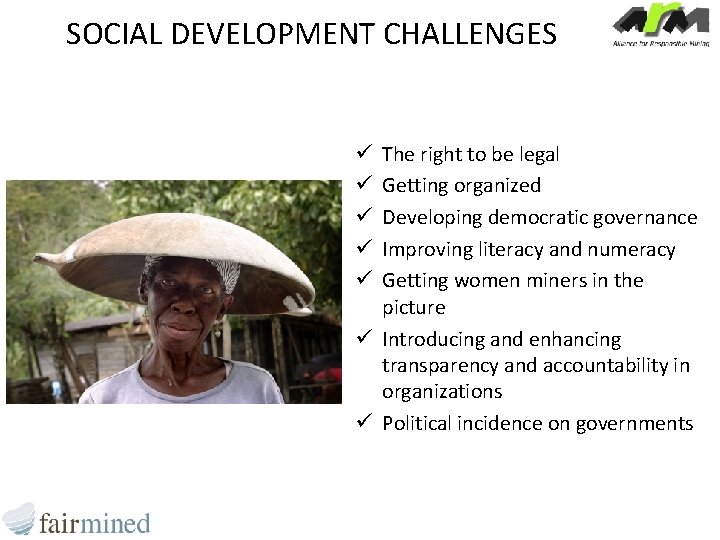 SOCIAL DEVELOPMENT CHALLENGES The right to be legal Getting organized Developing democratic governance Improving