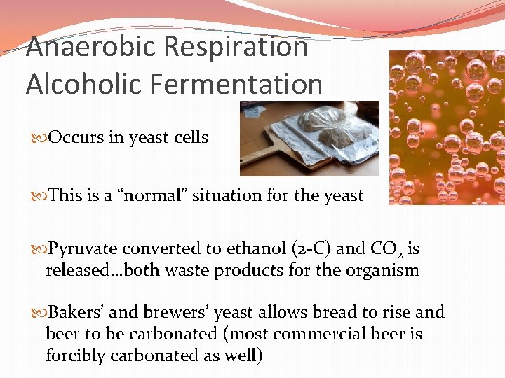 Anaerobic Respiration Alcoholic Fermentation Occurs in yeast cells This is a “normal” situation for