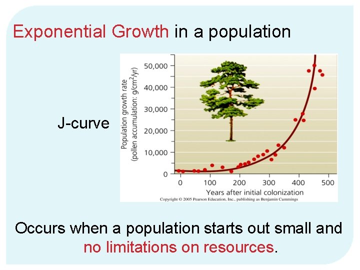 Exponential Growth in a population J-curve Occurs when a population starts out small and