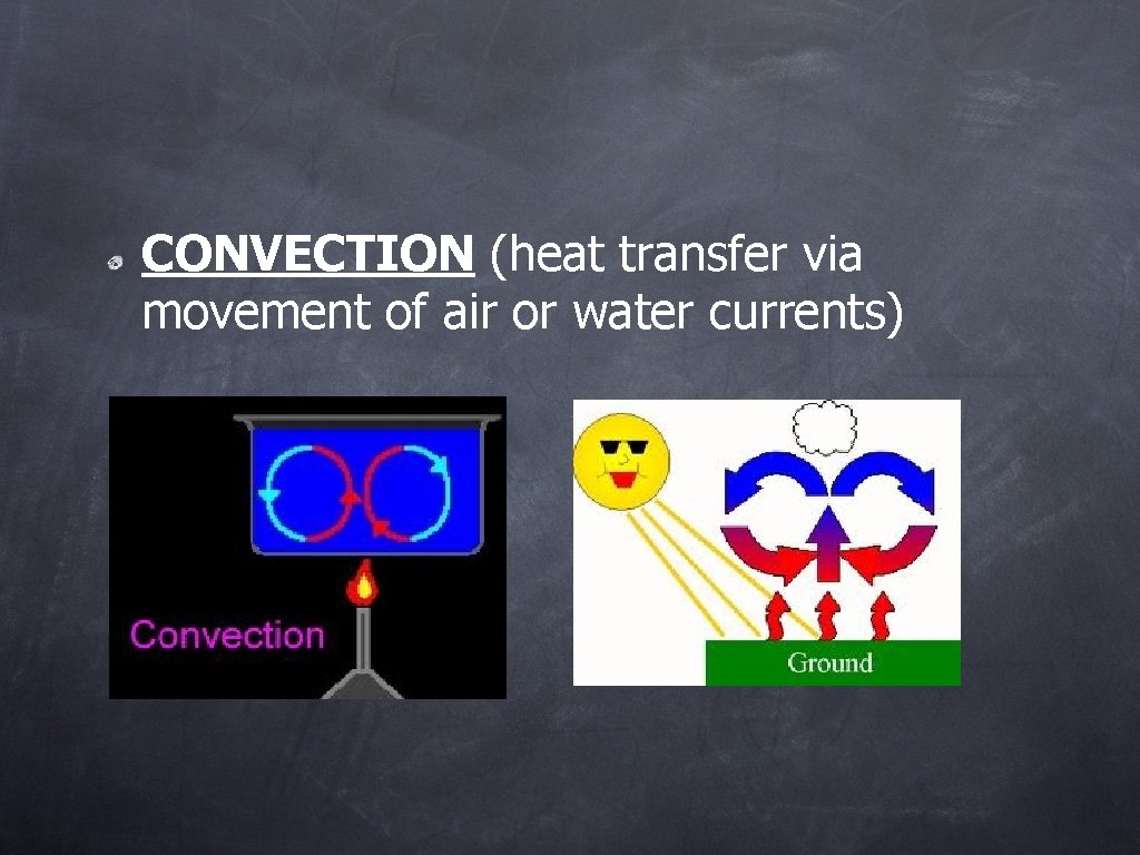 CONVECTION (heat transfer via movement of air or water currents) 